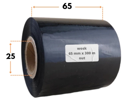 65x300 kalka WOSKOWA czarna OUT taśma termotransferowa wosk 65mm 300m