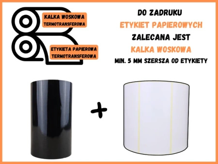 40x300 kalka WOSKOWA taśma termotransferowa wosk 40mm 300m czarna OUT