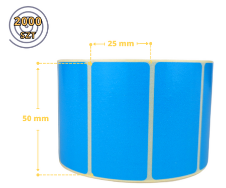 niebieskie 50x25 mm etykiety TERMOTRANSFEROWE samoprzylepne 2000 szt.