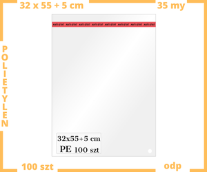 32x55+5 cm worki polietylenowe - zakładka 100 szt.