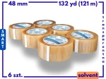 zgrzewka solvent 48mm x 132yd (121m) Smart BEZBARWNA taśma klejąca 48/132 pakowa 6 sztuk
