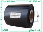 60x300 OUT kalka WOSKOWO-ŻYWICZNA taśma termotransferowa wosk żywica 60 mm 300 m czarna