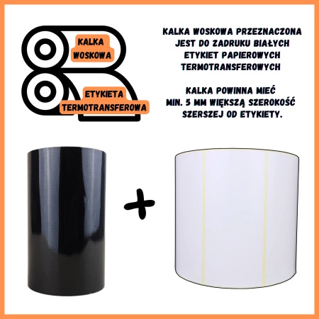85x300 kalka WOSKOWA taśma termotransferowa wosk 85mm 300m czarna OUT