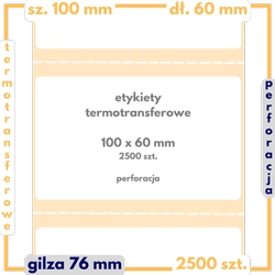 epap_ 100x60 mm etykiety 2500 szt. perforacja samoprzylepne termotransferowe białe
