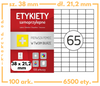 Etykiety 38x21,2 mm w arkuszach A4 - 6500 etykiet samoprzylepnych uniwersalnych do drukarek biurowych