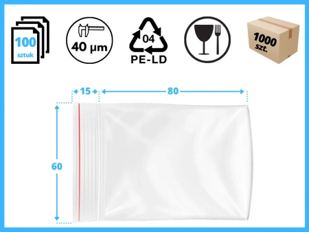 60x80 mm torebki strunowe 100 szt. woreczki (6x8 cm)