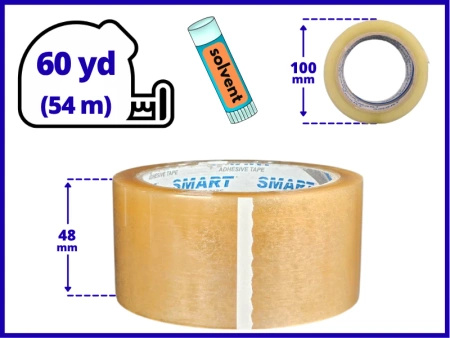 karton solvent 48mm x 66yd (60m) Smart BEZBARWNA taśma klejąca 48/66 pakowa 36 sztuk