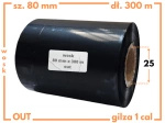 80x300 kalka WOSKOWA taśma termotransferowa wosk 80mm 300m czarna OUT