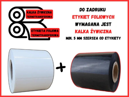 białe 40x30 mm etykiety FOLIOWE 1000 szt. gilza 40 mm termotransfer