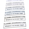 z_usl_nad_p 30x11 mm plomby gwarancyjne VOID SREBRNE nadruk CZARNY 100 szt.