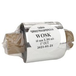 60x300 kalka WOSKOWA taśma termotransferowa wosk 60mm 300m czarna OUT