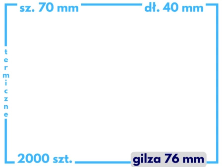 70x40 mm etykiety termiczne 2000 szt. gilza 76 samoprzylepne białe 70*40