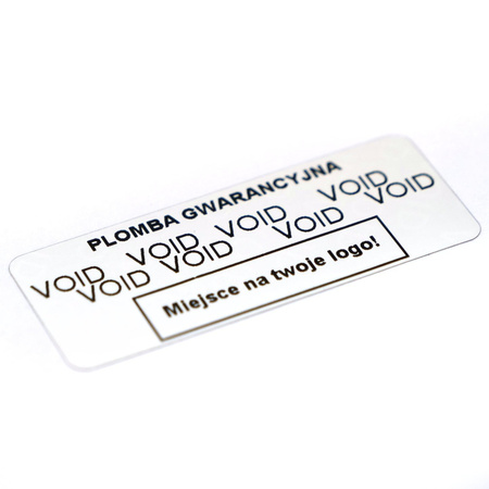 z_usl_nad_p 45x18 mm plomby gwarancyjne VOID SREBRNE nadruk ZIELONY 100 szt.