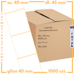 karton 40x45 mm etykiety 1000 szt. (60 rolek) samoprzylepne termotransferowe białe