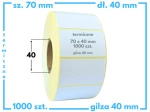 70x40 mm etykiety termiczne 1000 szt. gilza 40 samoprzylepne naklejki białe 70*40