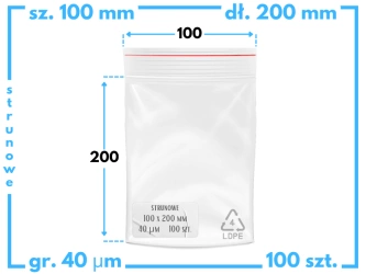 100x200 mm torebki strunowe 100 szt. woreczki (10x20 cm)