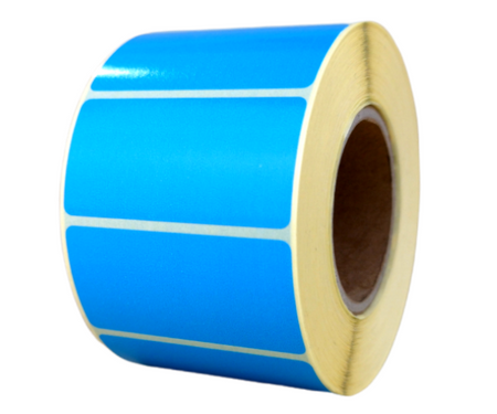 niebieskie 50x25 mm etykiety TERMOTRANSFEROWE samoprzylepne 1000 szt.