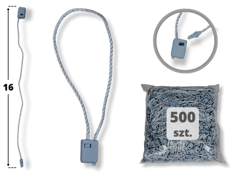 GRAFITOWE 500 szt łączniki do metek ręczne plomby odzieżowe