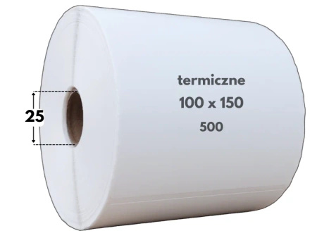 100x150 mm etykiety termiczne 500 szt. gilza 26 PERFORACJA kauczuk samoprzylepne białe