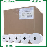 Karton rolek termicznych 57x60 do kas fiskalnych 80 szt. 57mm / 60mb