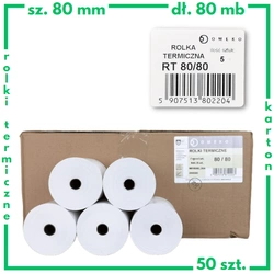 Karton rolek termicznych 80x80 do kas fiskalnych 50 szt. 80mm / 80mb