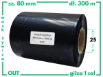80x300 OUT kalka WOSKOWO-ŻYWICZNA taśma termotransferowa wosk żywica 80 mm 300 m czarna