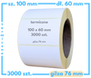 100x60 mm etykiety termiczne 3000 szt. gilza 76 mm samoprzylepne białe