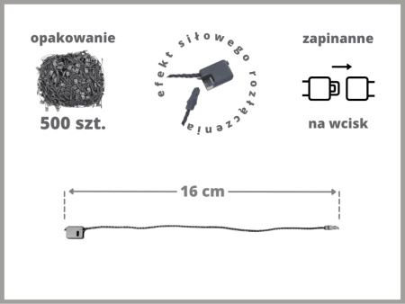 GRAFITOWE 500 szt łączniki do metek ręczne plomby odzieżowe