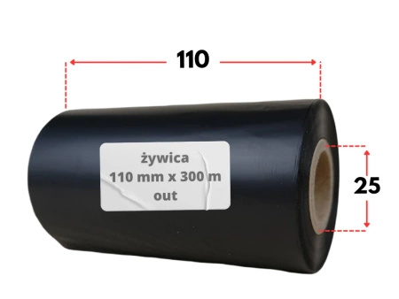 110x300 OUT kalka ŻYWICZNA taśma termotransferowa żywica 110 mm 300 m czarna