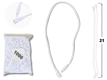 BIAŁE 21 cm 1000 szt. łączniki do metek ręczne plomby odzieżowe WHITE