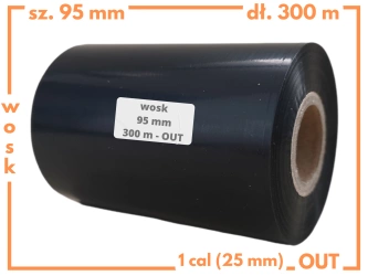 95x300 kalka WOSKOWA taśma termotransferowa wosk 95mm 300m OUT