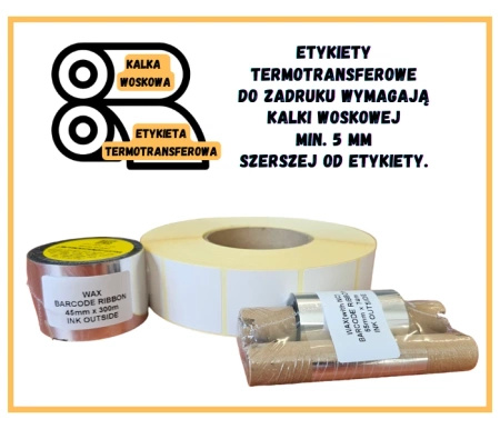 40x40mm etykiety 3000 szt. gilza 76 samoprzylepne termotransferowe białe