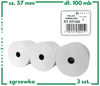 Rolki termiczne 57x100 do kasy fiskalnej 3 szt. 57mm / 100mb