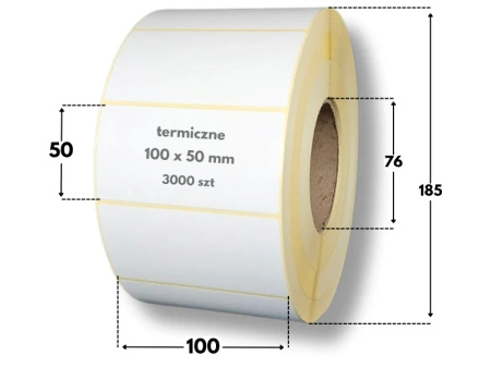 100x50 mm etykiety termiczne 3000 szt. gilza 76 samoprzylepne białe 100*50