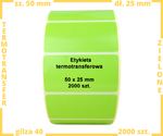 zielone 50x25 mm etykiety TERMOTRANSFEROWE samoprzylepne 2000 szt.