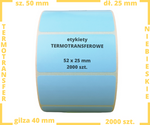 epapk_niebj_ niebieskie jasne 50x25 mm etykiety TERMOTRANSFEROWE samoprzylepne 2000 szt.