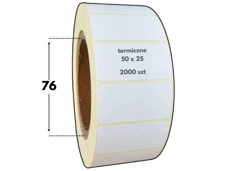 50x25 mm etykiety termiczne 2000 szt. gilza 40 akryl samoprzylepne białe 50*25