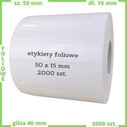 białe 50x15 mm etykiety FOLIOWE 2000 szt. klej odlepny