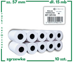 Rolki termiczne 57x15 do kasy fiskalnej 10 szt. 57mm / 15mb