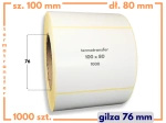 100x80 mm etykiety termotransferowe 1000 szt. gilza 76 samoprzylepne białe naklejki 100/80