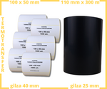 ZESTAW do zadruku etykiet 100x50 w ilości 6000 szt. białych termotransferowych gilza 40