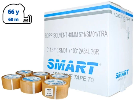 karton solvent 48mm x 66yd (60m) Smart BEZBARWNA taśma klejąca 48/66 pakowa 36 sztuk