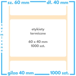 60x40 mm etykiety termiczne 1000 szt. samoprzylepne białe