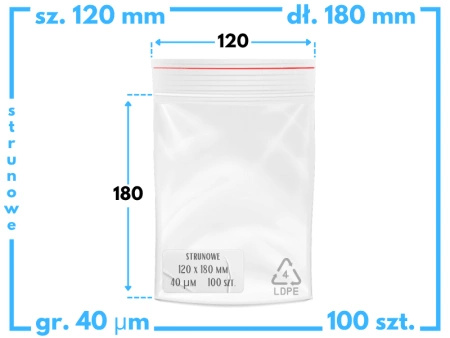 120x180 mm torebki strunowe 100 szt. woreczki (12x18 cm)