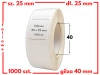 białe 25x25 mm etykiety FOLIOWE 1000 szt. gilza 40 mm termotransfer