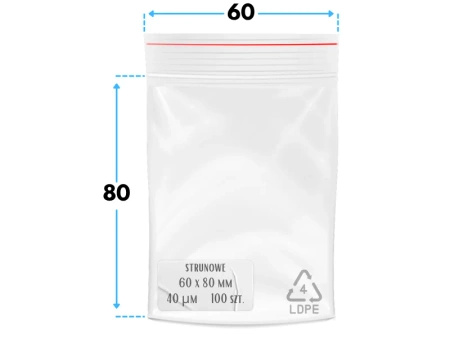 60x80 mm torebki strunowe 100 szt. woreczki (6x8 cm)