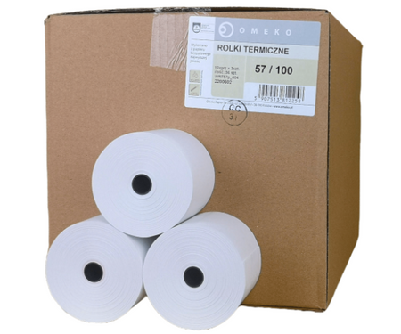 Karton rolek termicznych 57x100 do kas fiskalnych 36 szt. 57mm / 100mb