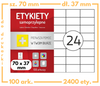 Etykiety 70x37 mm na arkuszach A4 - 2400 etykiet samoprzylepnych uniwersalnych do drukarek biurowych