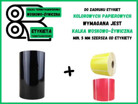 70x450 OUT kalka WOSKOWO-ŻYWICZNA taśma termotransferowa wosk żywica 70 mm 450 m czarna