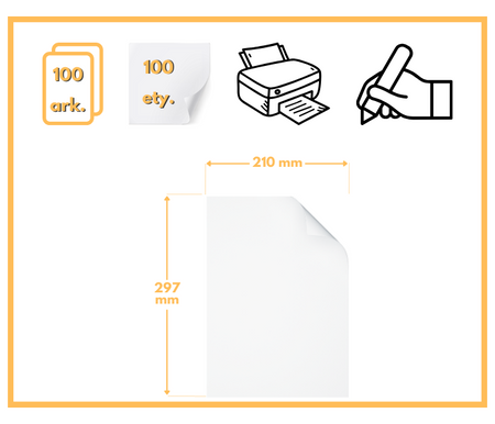 Etykiety 210x297 mm na arkuszach A4 - 100 etykiet samoprzylepnych uniwersalnych do drukarek biurowych